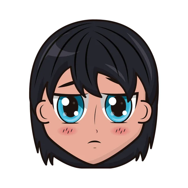 Cara niño anime expresión facial — Vector de stock