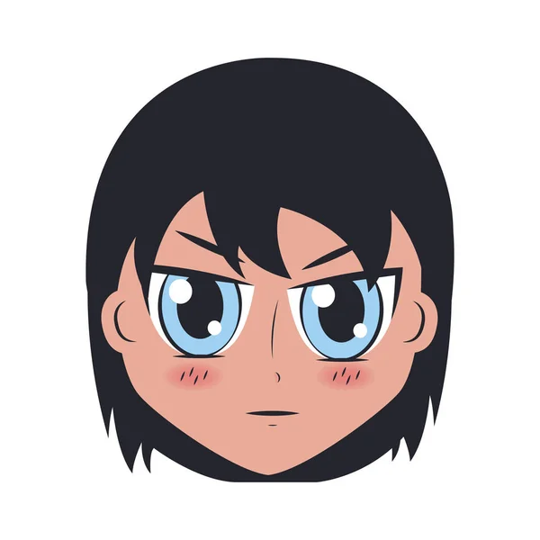 Лицо мальчика аниме выражение лица — стоковый вектор
