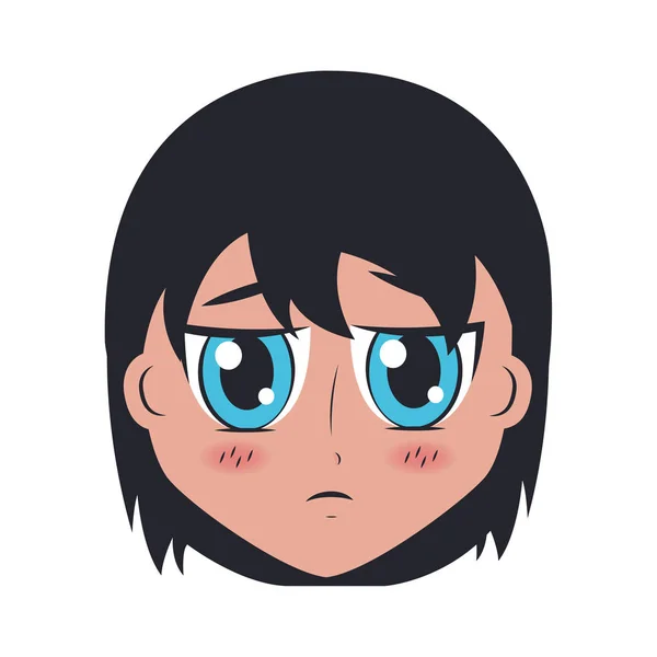 Visage garçon anime expression faciale — Image vectorielle