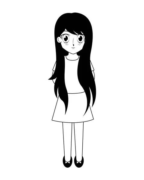 Manga fille anime mignon — Image vectorielle