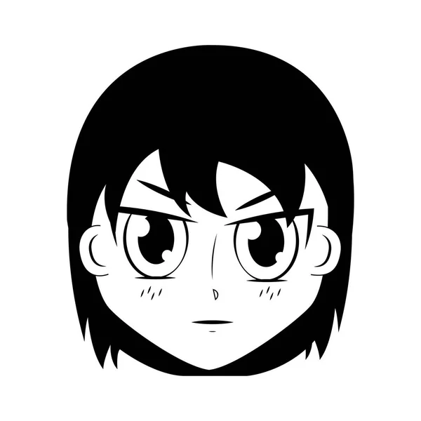Ansikte pojke anime uttryck ansiktsbehandling — Stock vektor