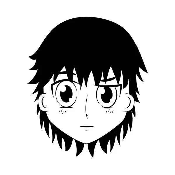 Cara niño anime expresión facial — Vector de stock