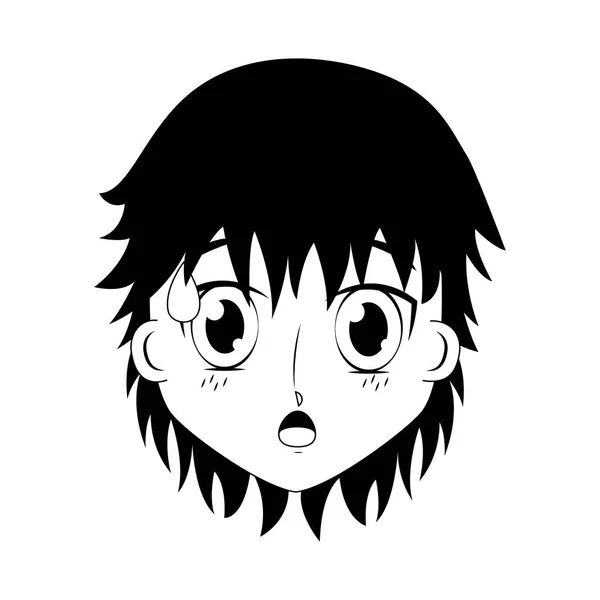 Cara niño anime expresión facial — Vector de stock