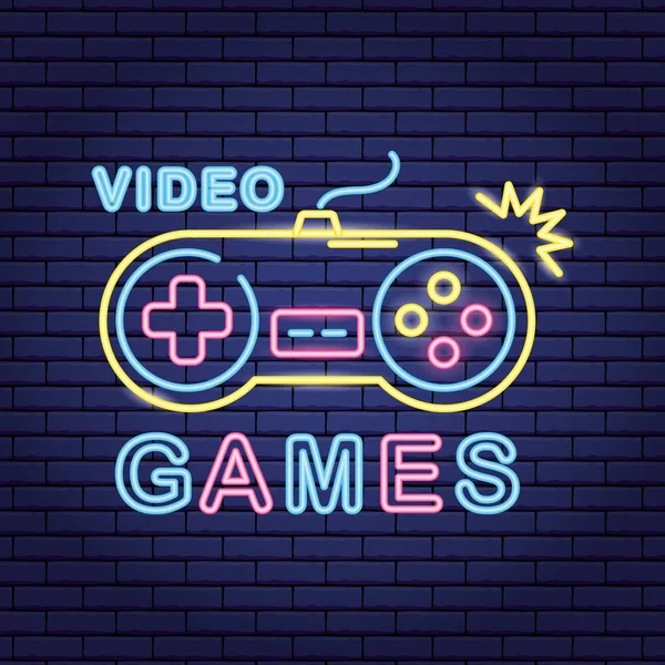 Neón videojuego — Vector de stock