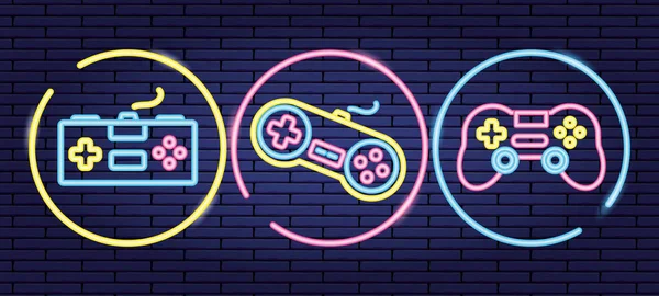 Jogo de vídeo neon —  Vetores de Stock