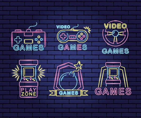 Neon per videogiochi — Vettoriale Stock