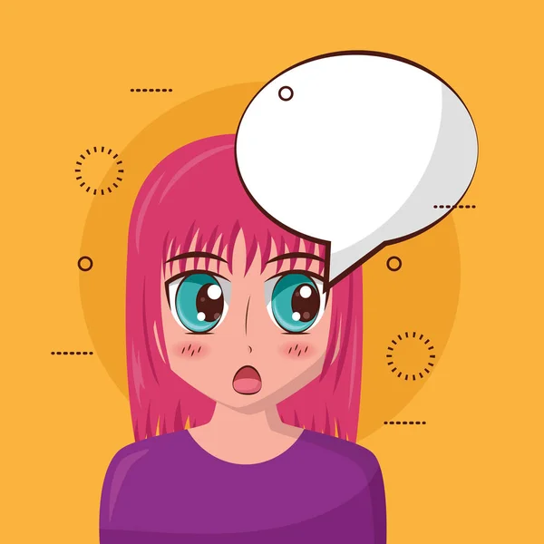 Anime girl talk beszéd buborék — Stock Vector