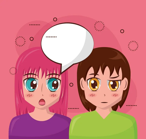 Anime girls talking — Stock Vector