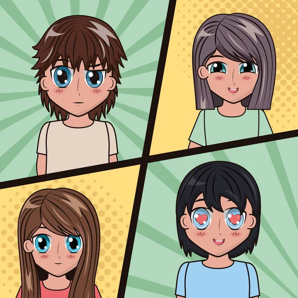 Cara anime personas — Archivo Imágenes Vectoriales