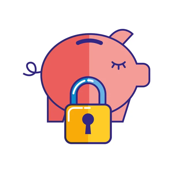 Piggy bank security protection money — Stock Vector
