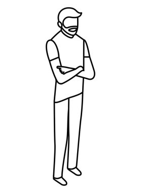 sakallı adam katlanmış silah portre