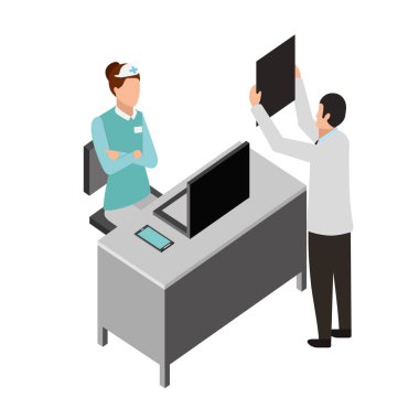 xray ve Danışma Oda hemşire doktorla