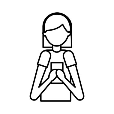 Smartphone kullanarak kadın portre