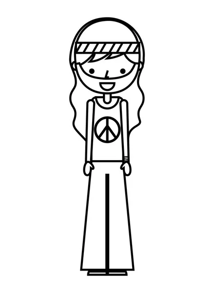 Hippie uomo personaggio dei cartoni animati su sfondo bianco — Vettoriale Stock