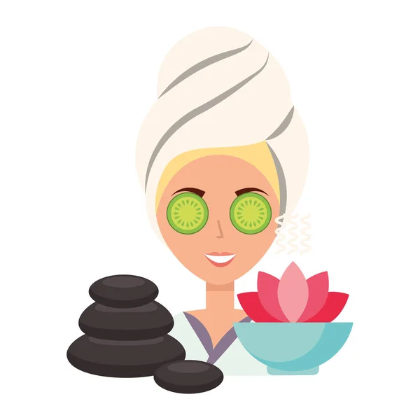 Mujer cuidado de la piel spa — Vector de stock