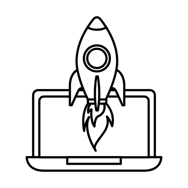 Ordenador portátil cohete éxito de arranque — Archivo Imágenes Vectoriales