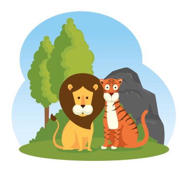 Aslan ve kaplan vahşi hayvanlar rezerv