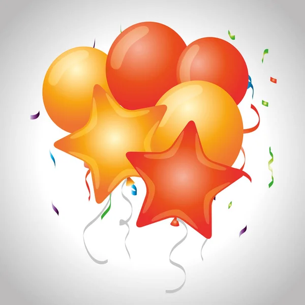 党庆祝与星和气球装饰 — 图库矢量图片