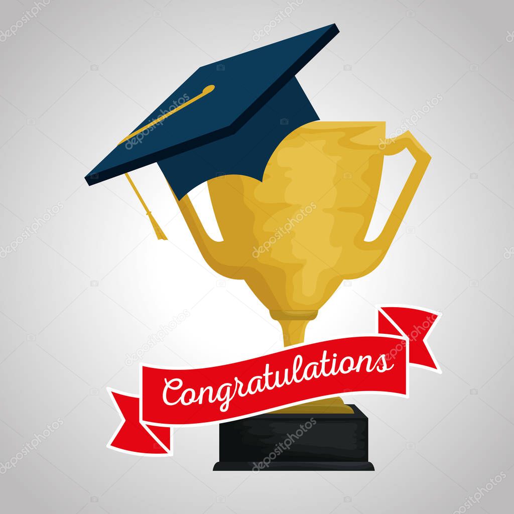 graduation cap with cup prize to celebration event