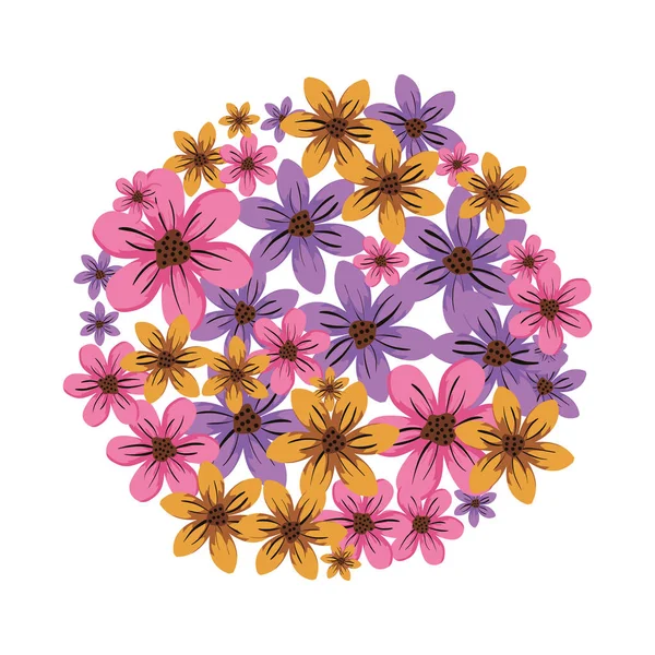 Hermosa flores decoración circular — Vector de stock