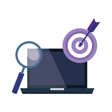 laptop ile hedef ve Büyüteç camı