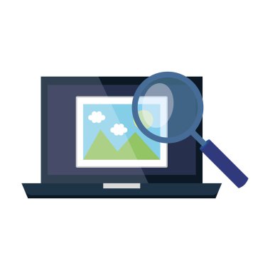 Büyüteçli dizüstü bilgisayar.