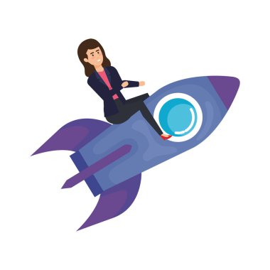 şık iş kadını roket uçan