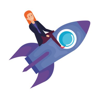şık iş kadını roket uçan