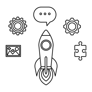 roketatar ile iş ikonları/simgeleri