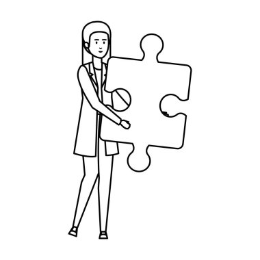 şık iş kadını kaldırma bulmaca parçası