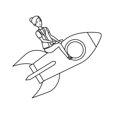 şık iş kadını roket uçan