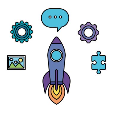 roketatar ile iş ikonları/simgeleri