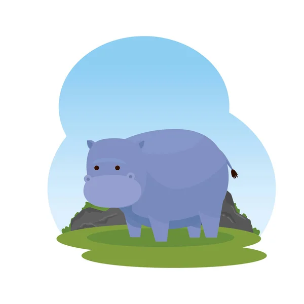 Hippopotame africain dans le caractère de la savane — Image vectorielle