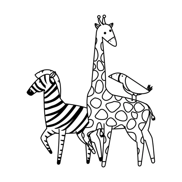 Cebra africana y jirafa — Archivo Imágenes Vectoriales