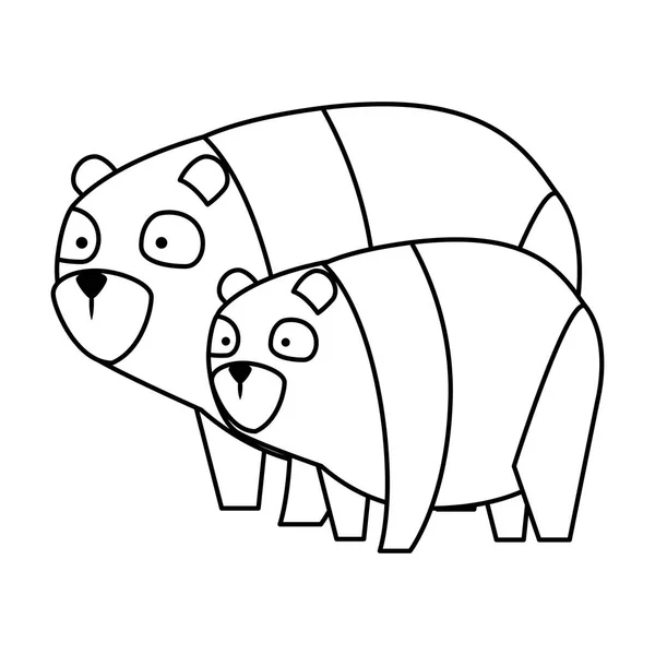 Roztomilý medvěd pandy rodinné znaky — Stockový vektor