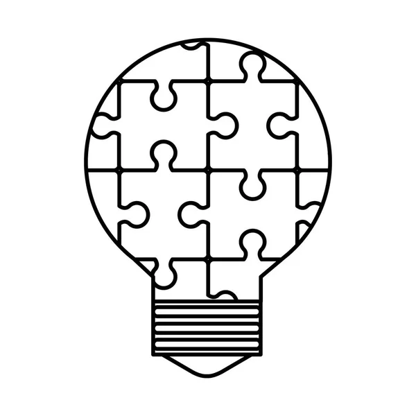 Ampoule lumineuse avec pièces de puzzle — Image vectorielle