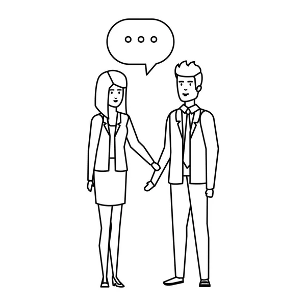 Negocio pareja hablando caracteres — Vector de stock