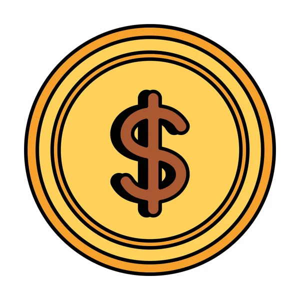 Moneda dinero aislado icono — Vector de stock