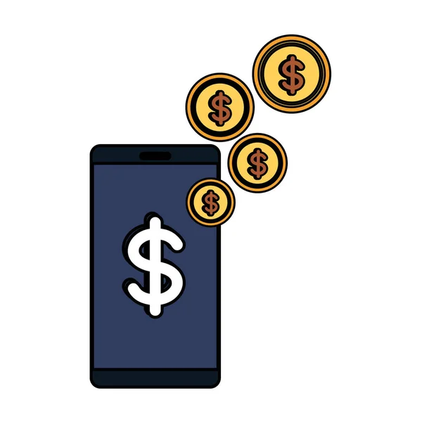 Para sikke ile Smartphone — Stok Vektör