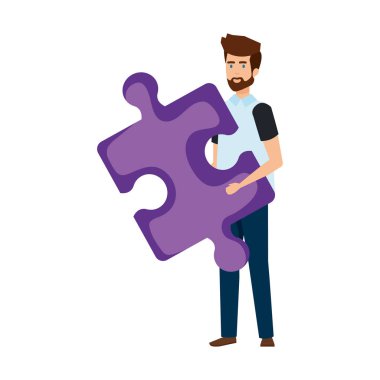 Casual işadamı kaldırma bulmaca parçası