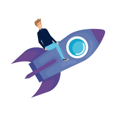 Roket uçan rahat iş adamı