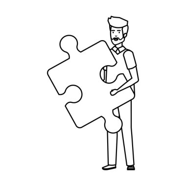 Casual işadamı kaldırma bulmaca parçası