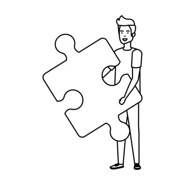 Casual işadamı kaldırma bulmaca parçası