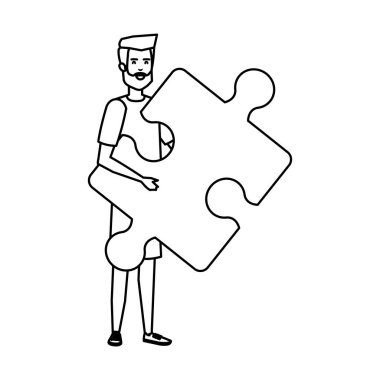 Casual işadamı kaldırma bulmaca parçası