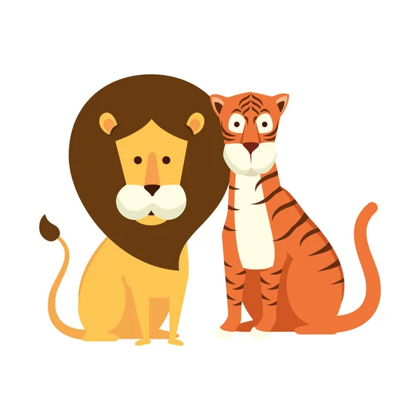 León africano con tigre — Vector de stock