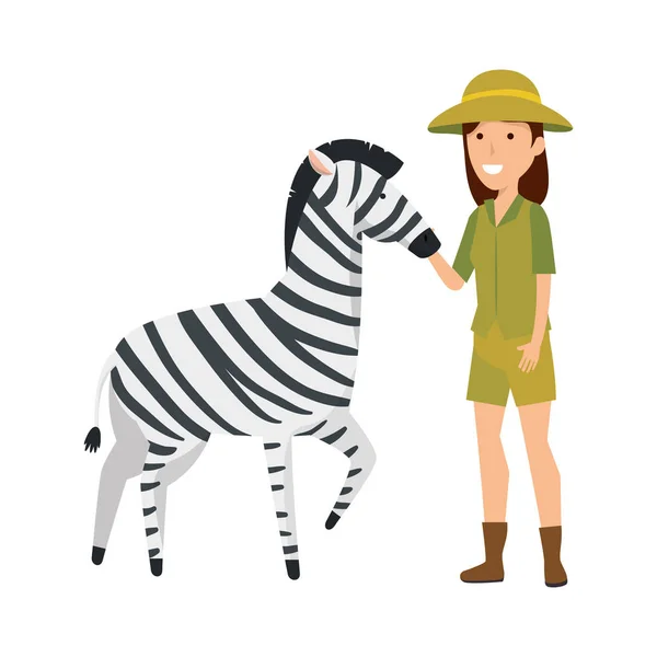 Zoomitarbeiterin mit Zebra — Stockvektor