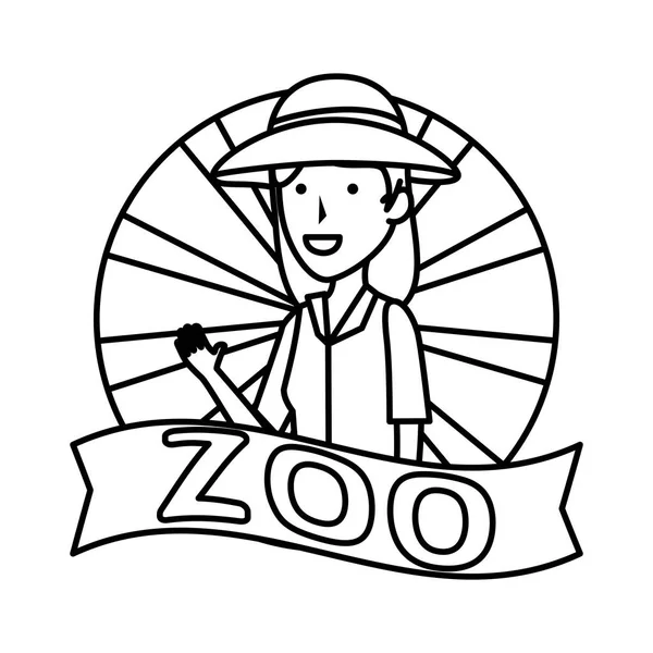 Mujer trabajadora de carácter zoológico — Vector de stock