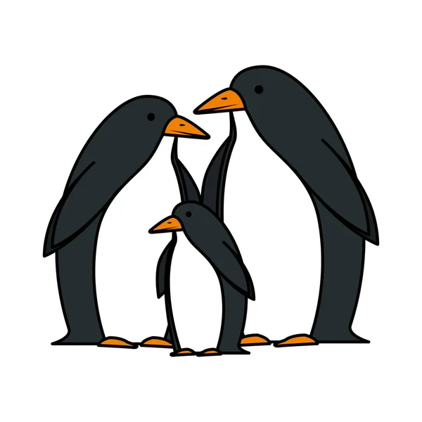 Simpatici pinguini uccelli personaggi — Vettoriale Stock