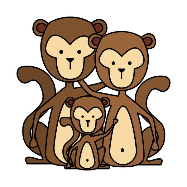 Drôle de famille singes personnages sauvages — Image vectorielle