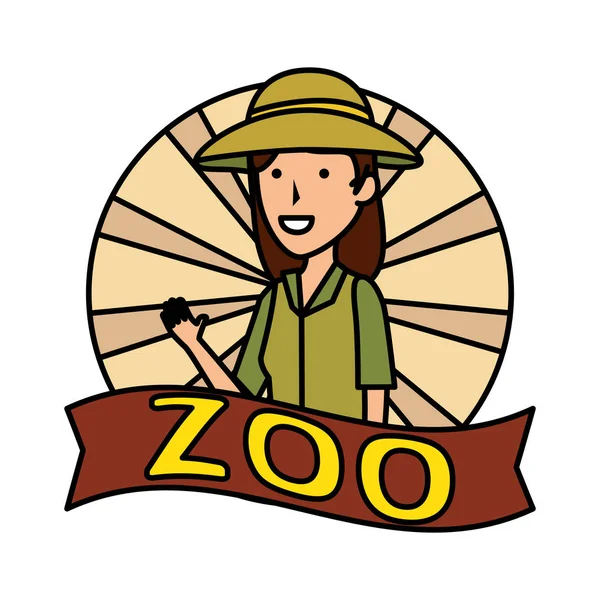 Mujer trabajadora de carácter zoológico — Vector de stock